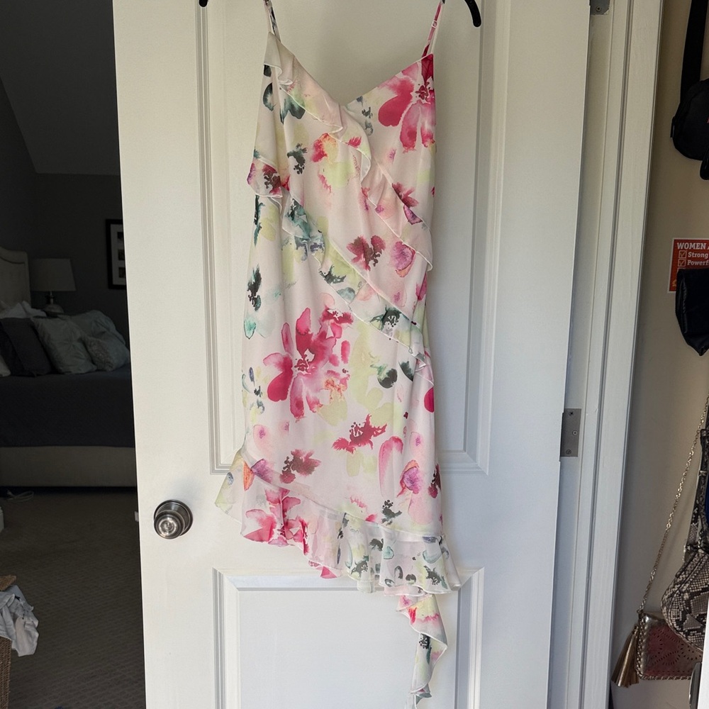 Steve Madden Floral Asymmetrical Ruffle Dress